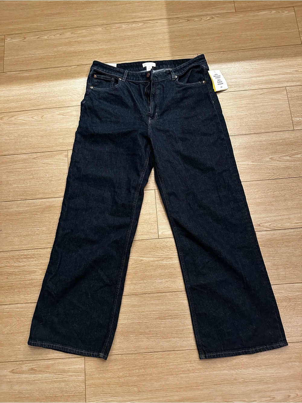 H&M Women's Dark Blue Wide-Leg Jeans - Flared Cut